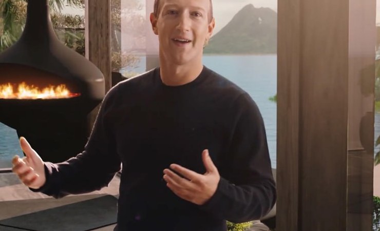 Mark Zuckerberg all'interno di un appartamento con mare sullo sfondo