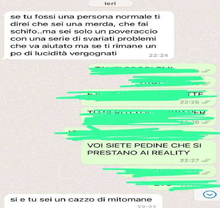 Chat tra Corona e Donnamaria, dopo la pubblicazione del video di Fiordelisi, ex GF Vip