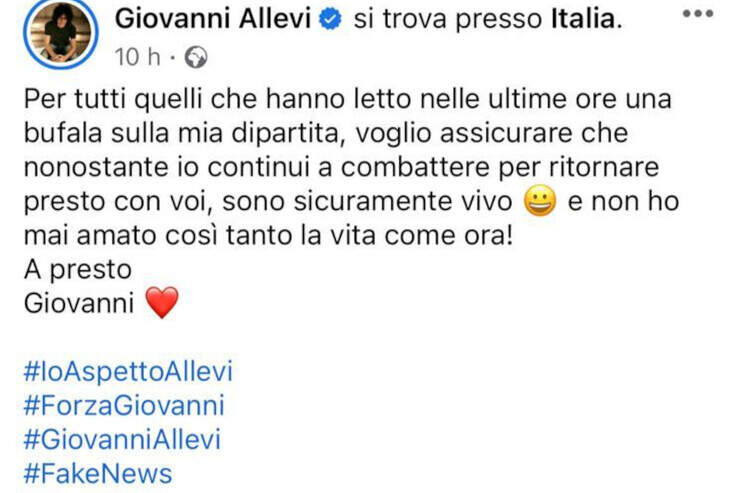 Giovanni Allevi smentisce la notizia della sua morte sui social 