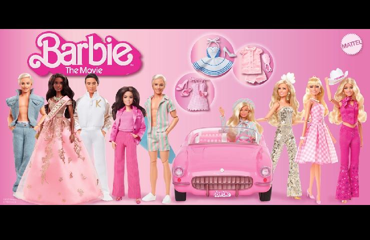 Set di Barbie della Mattel dedicato al film del 2023 di Gerwig