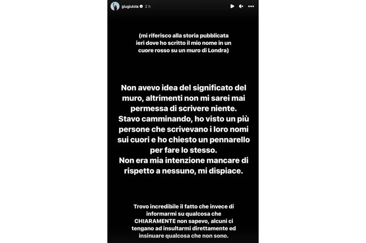 La storia Instagram pubblicata da Giulia Stabile 