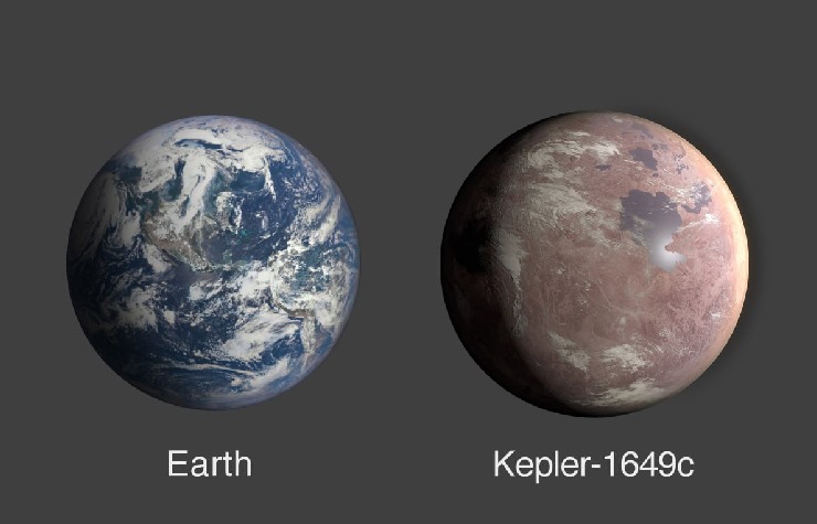 Kepler-1649c e Terra, i due pianeti posti a confronto in una rappresentazione