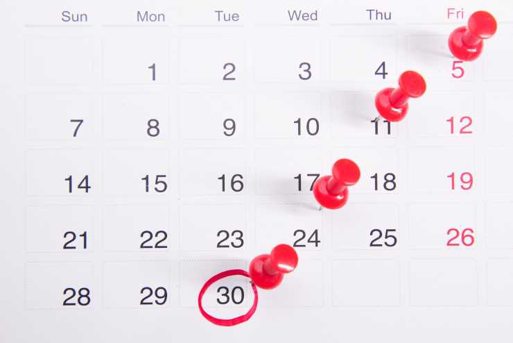Calendario che mostra una tendenza a procrastinare